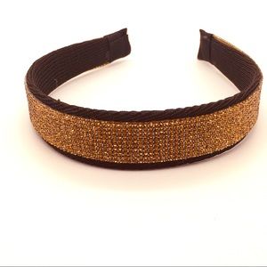 Hair loop headband with sparkling golden crystals